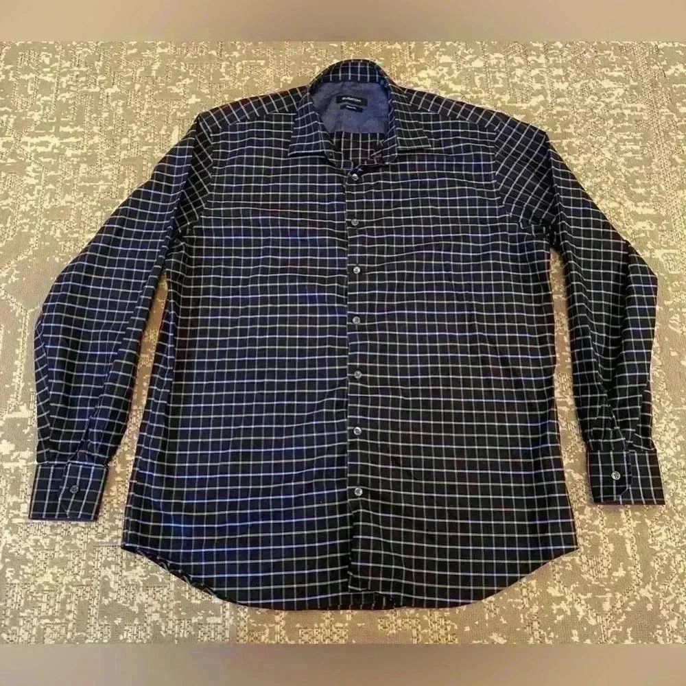 Bugatchi Men''s Button-Up Long Sleeve Shirt color Blue size XL‎